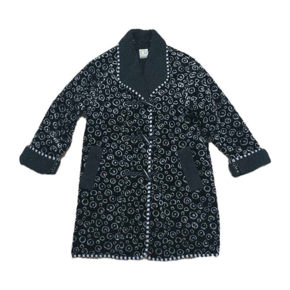 VTG Wraps by Canvasbacks S Velvet Fleece Coat Art to Wear Toggle Buttons Black